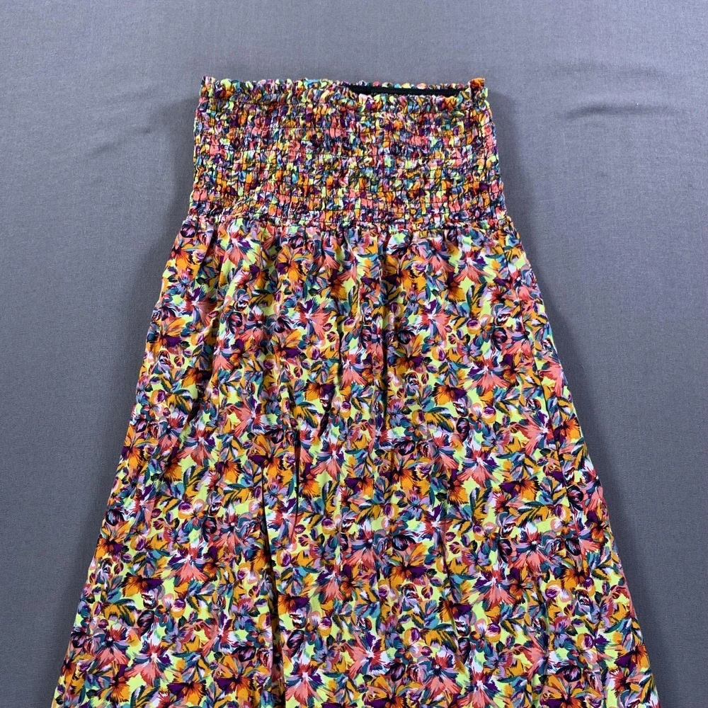 New Look‎ Dress Womens Small Multicolor Floral Smocked Strapless Maxi Summer